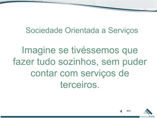 4 M-II
Imagine se tivéssemos que
fazer tudo sozinhos, sem puder
contar com serviços de
terceiros.
Sociedade Orientada a Serviços
 