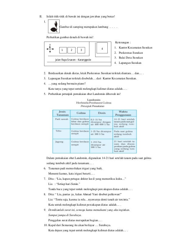 Soal UAS Kelas IV Semester 1 Bahasa Indonesia dan Kunci 