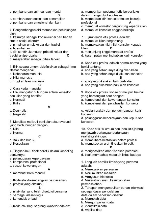 Contoh Soal Tes Ukg Bimbingan Konseling