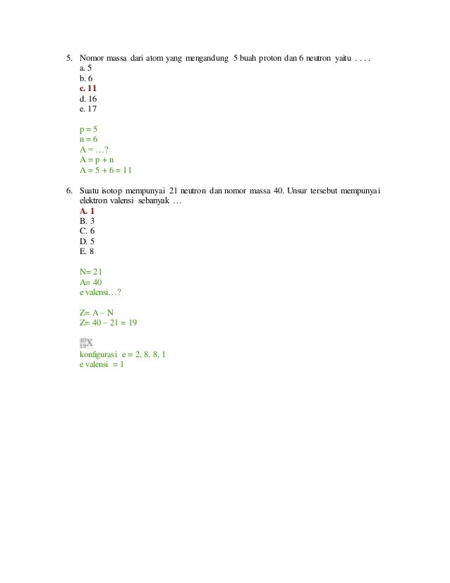 Soal kimia atom