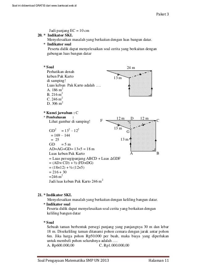 Soal Dan Pembahasan Ujian Nasional Matematika Smp