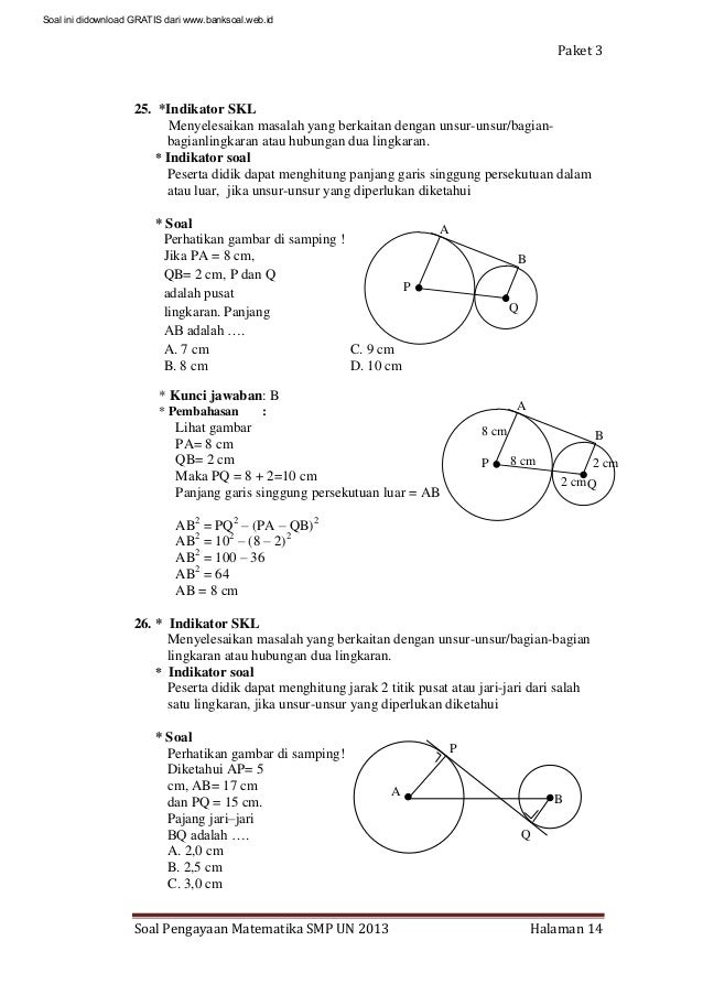 Soal dan pembahasan ujian nasional matematika Smp