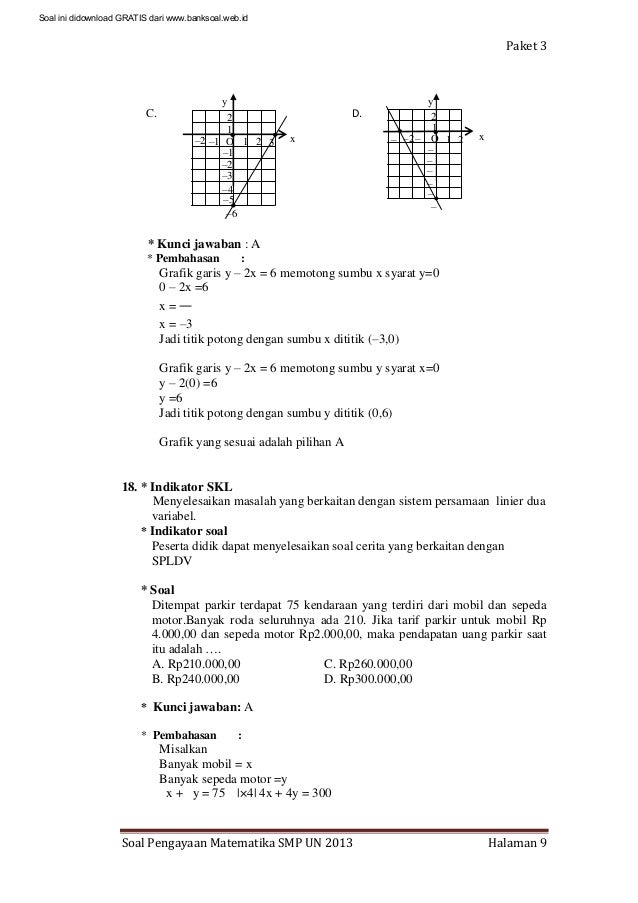 Soal dan pembahasan ujian nasional matematika Smp