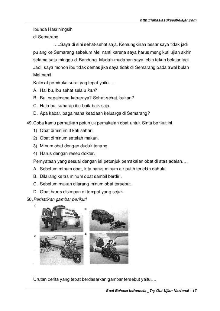Soal Bahasa Indonesia UN SD 2012 Soal Bahasa Indonesia UN SD 2012