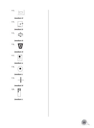 25
113.		
Jawaban: d
114.		
Jawaban: b
115.		
Jawaban: b
116.		
Jawaban: d
117.		
Jawaban: a
118.		
Jawaban: c
119.		
Jawaban: d
120.		
Jawaban: c
 
