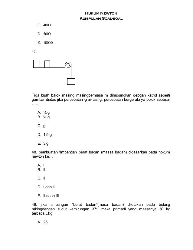 Kumpulan Soal-soal Hukum Newton