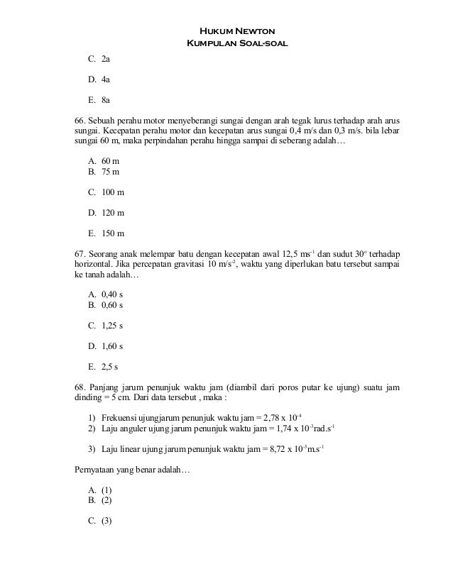 Kumpulan Soal-soal Hukum Newton