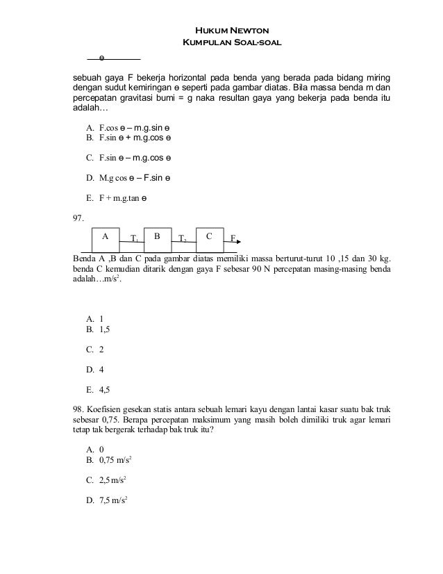 Contoh Contoh Soal Hukum Newton 1 - Contoh Win