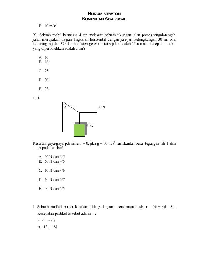 Kumpulan Soal-soal Hukum Newton