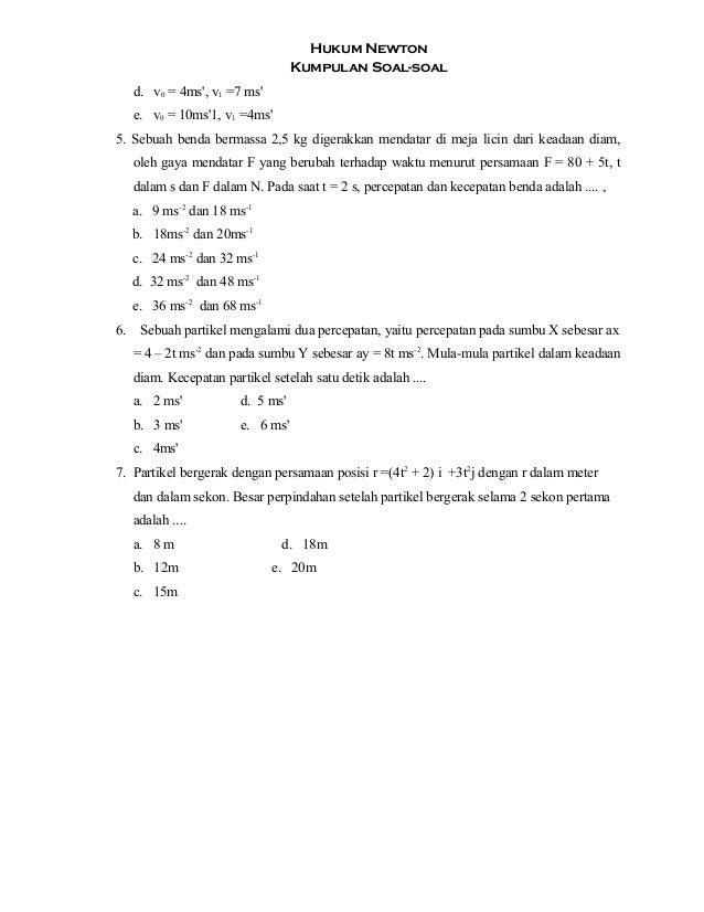 Kumpulan Soal-soal Hukum Newton