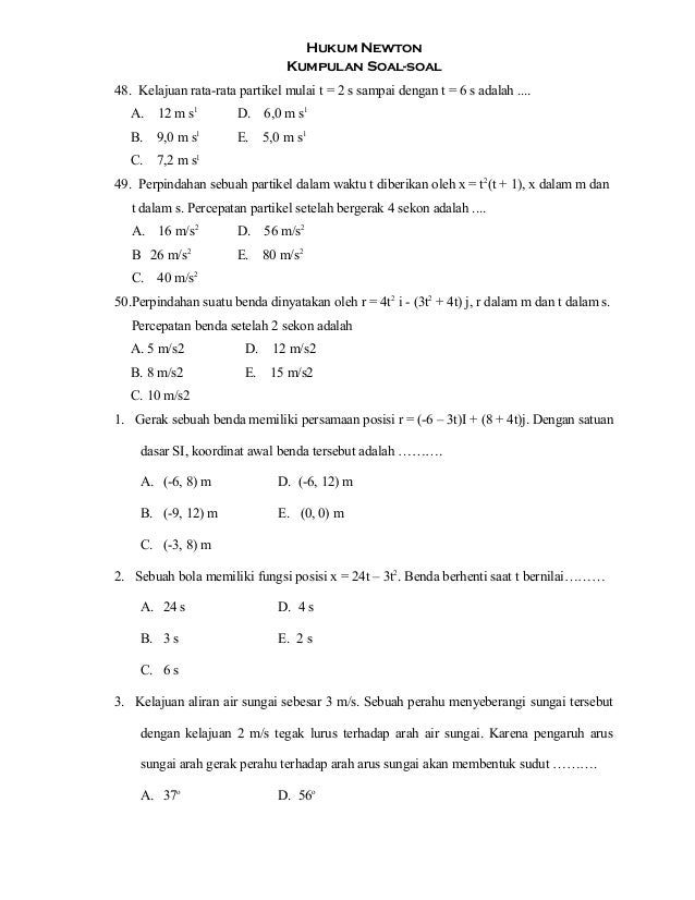 Kumpulan Soal-soal Hukum Newton