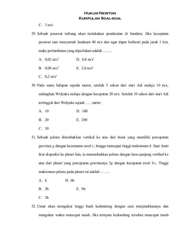 Kumpulan Soal-soal Hukum Newton