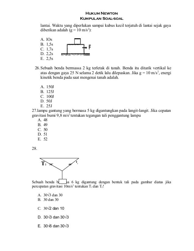 Kumpulan Soal Soal Hukum Newton