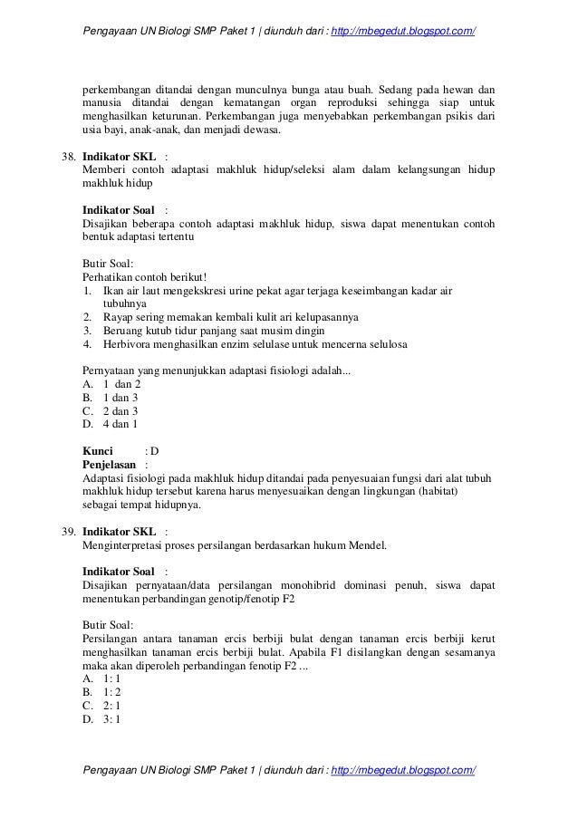Soal ipa biologi smp paket 1 Soal ipa biologi smp paket 1