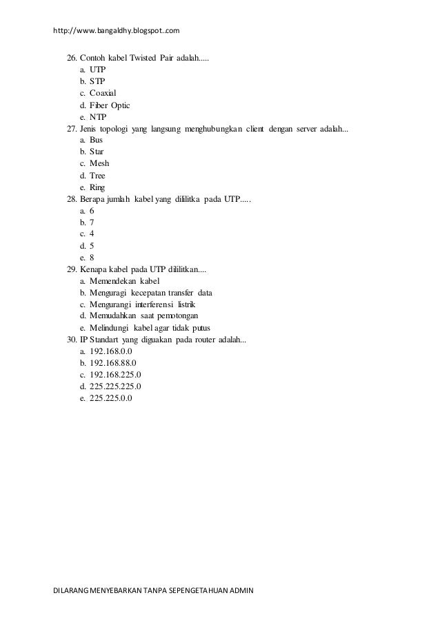 Contoh Soal Keamanan Jaringan Beserta Jawabannya Barisan Contoh