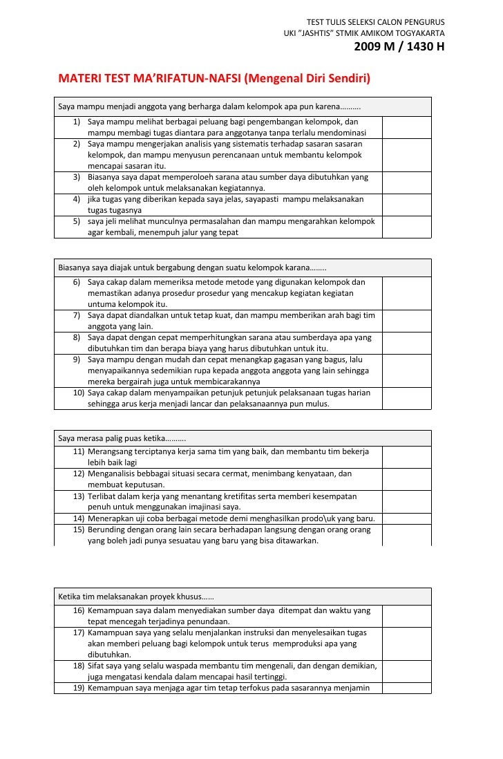 Soal Tes Masuk Stmik Amikom