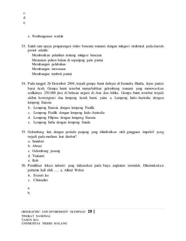 Soal Geografi Mitigasi Bencana Guru Paud