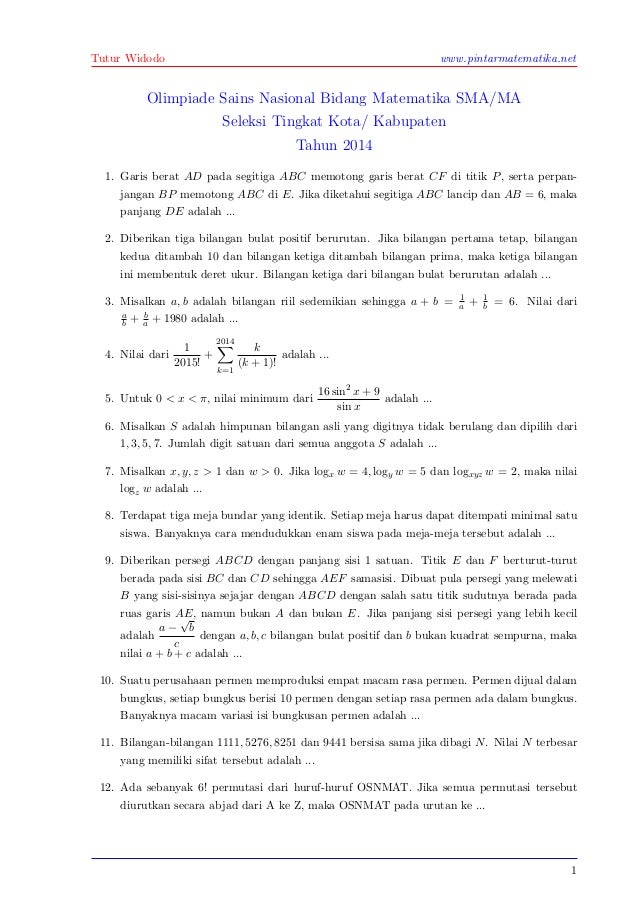 Soal Osk Sma 2014
