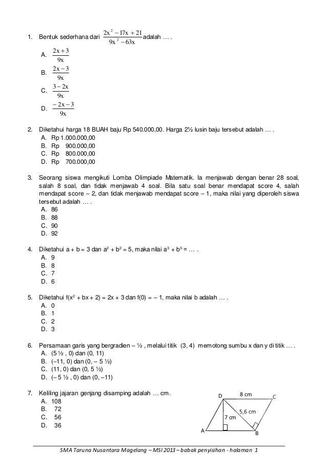 Soal Penyisihan Msi 2013