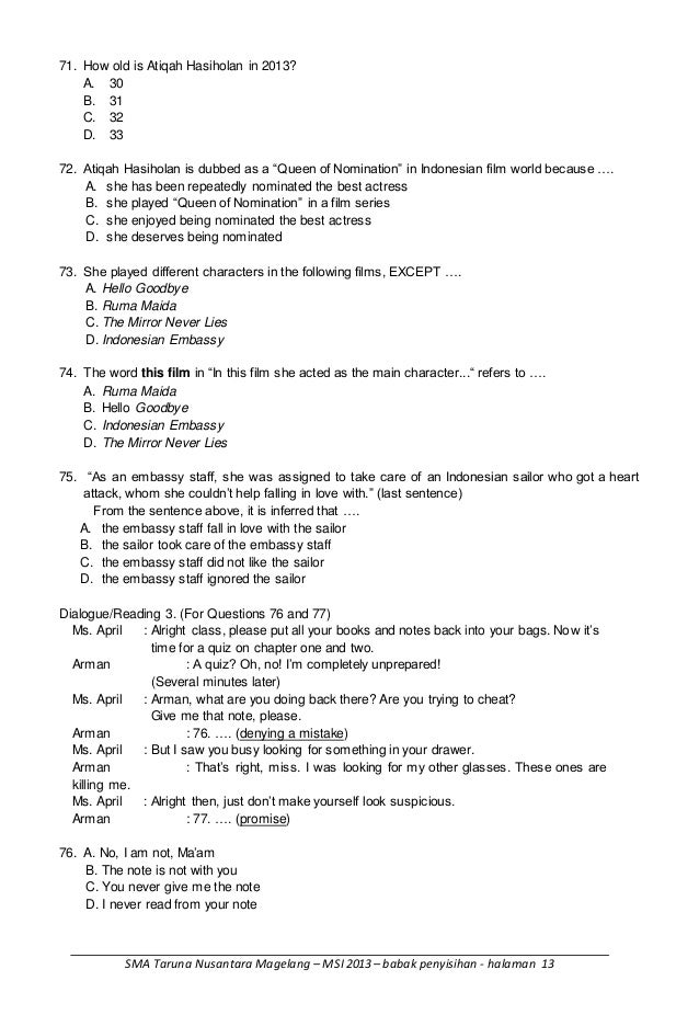 Unduh Contoh Soal Msi Sma Taruna Nusantara Terupdate Dikdasmen