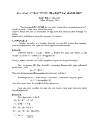 Soal soal latihan tentang nilai eigen dan vektor eigen | PDF