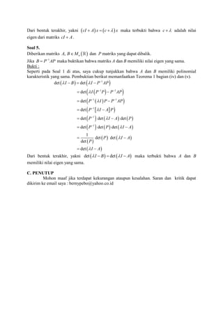 Soal soal latihan tentang nilai eigen dan vektor eigen | PDF