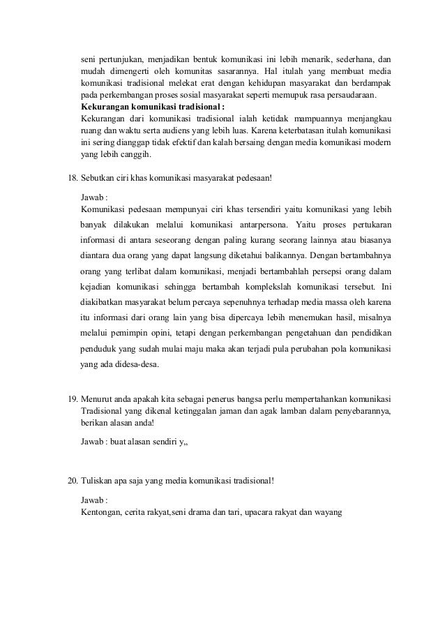 Kumpulan Soal Dan Jawaban Sosiologi Pedesaan Part 1