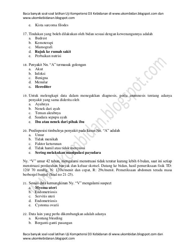 Soal ujikompetensibidan201820192020202120222023 Soal ujikompetensibidan201820192020202120222023