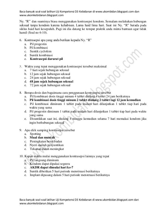 Soal Uji Kompetensi Bidan 2018 2019 2020 2021 2022 2023 2024 2