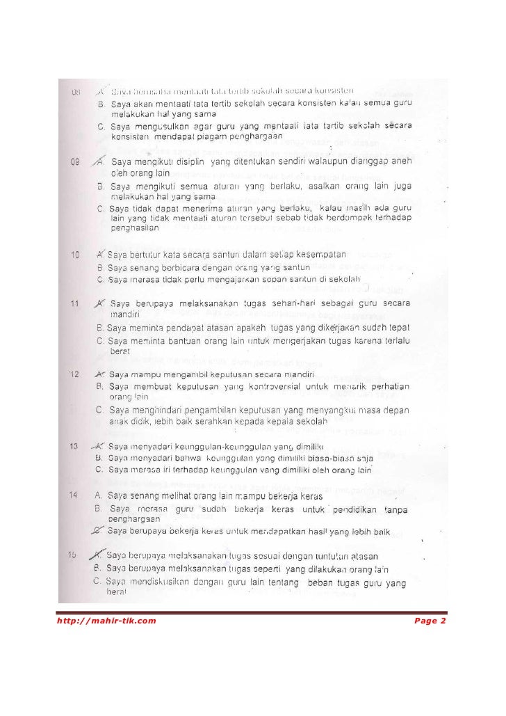 Soal Uji Kompetensi Kepribadian 1