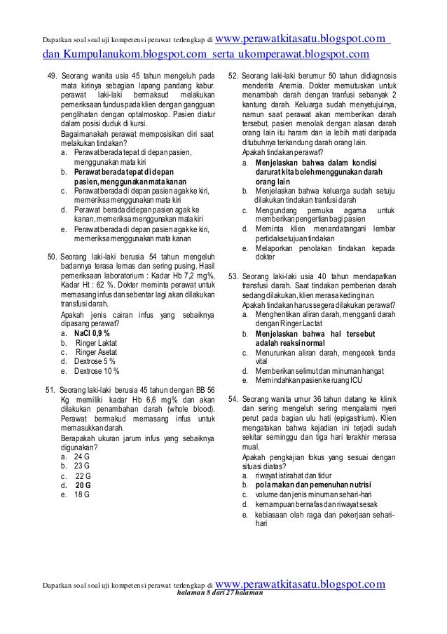 Soal ukom perawat dan kunci jawaban