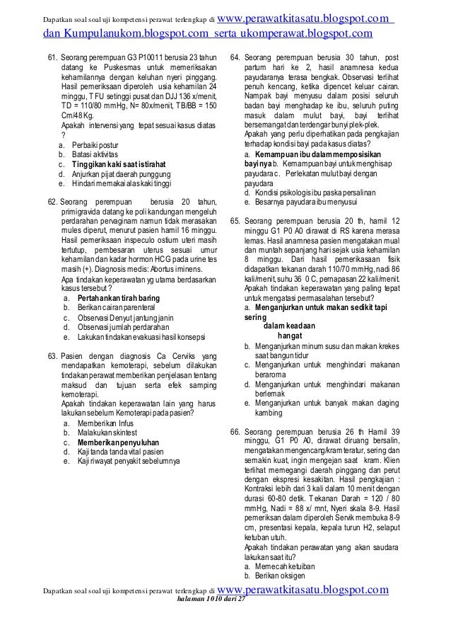 Soal ukom perawat dan kunci jawaban