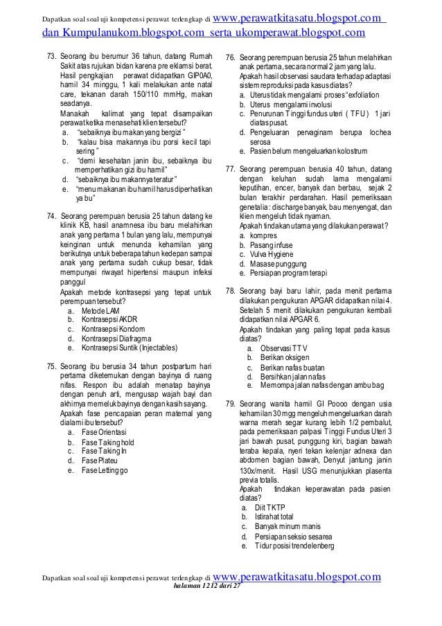 Soal ukom perawat dan kunci jawaban