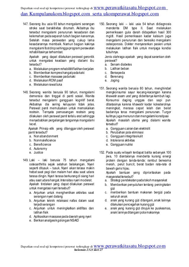 Soal ukom perawat dan kunci jawaban