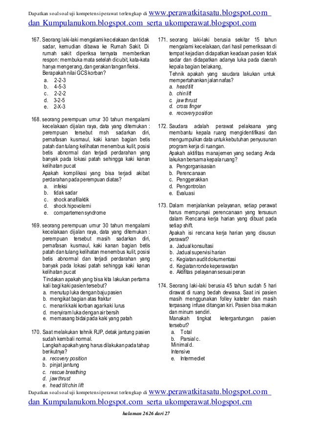 Soal ukom perawat dan kunci jawaban