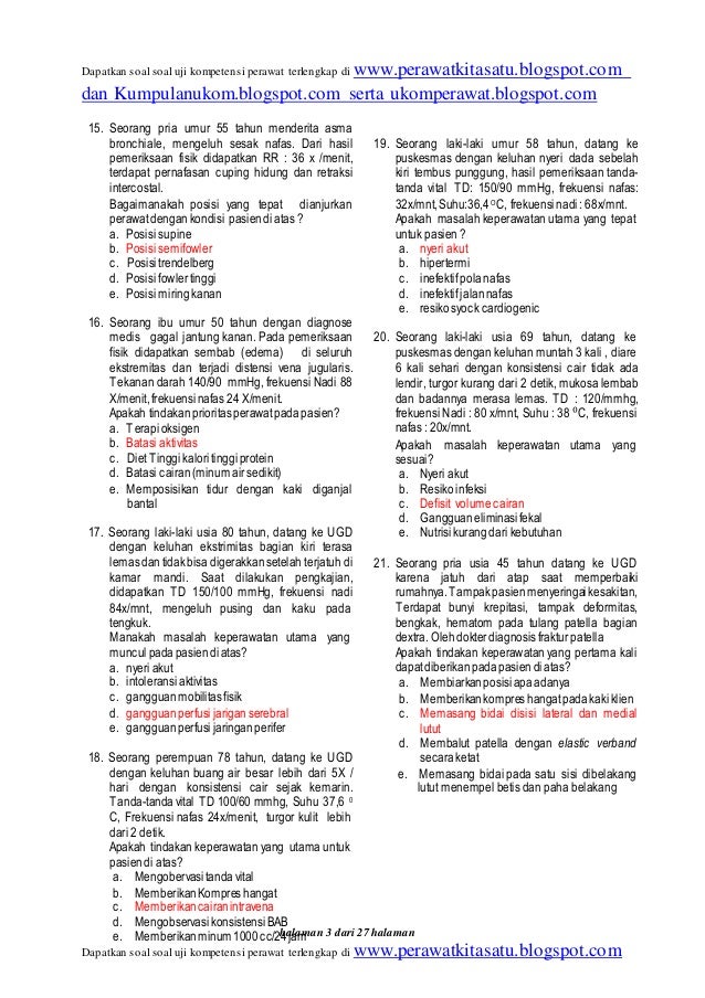 Soal ukom perawat dan kunci jawaban