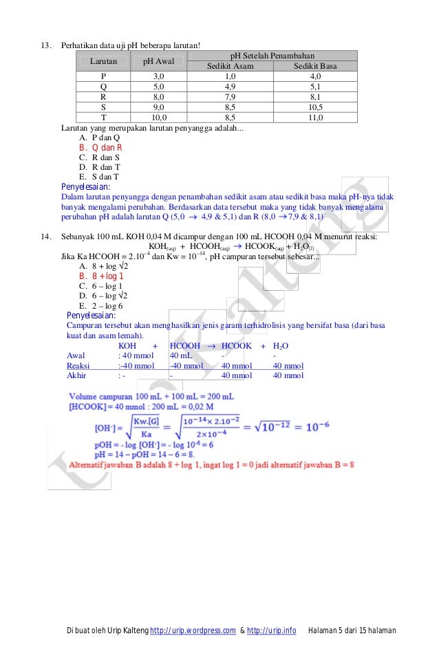 Contoh Soal Un Sifat Koligatif Larutan Dan Pembahasannya