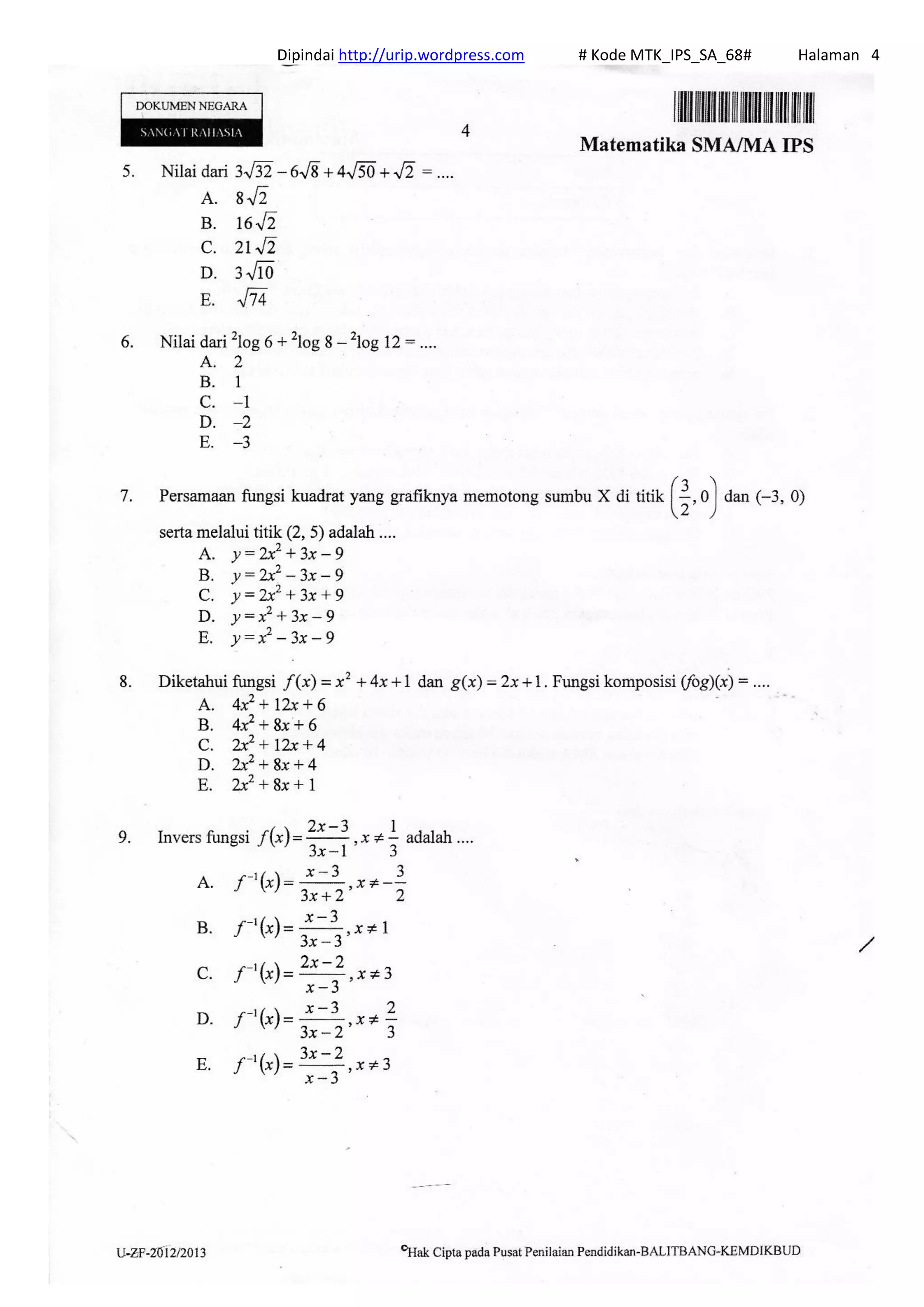 Dipindai http://urip.wordpress.com # Kode MTK_IPS_SA_68# Halaman 4