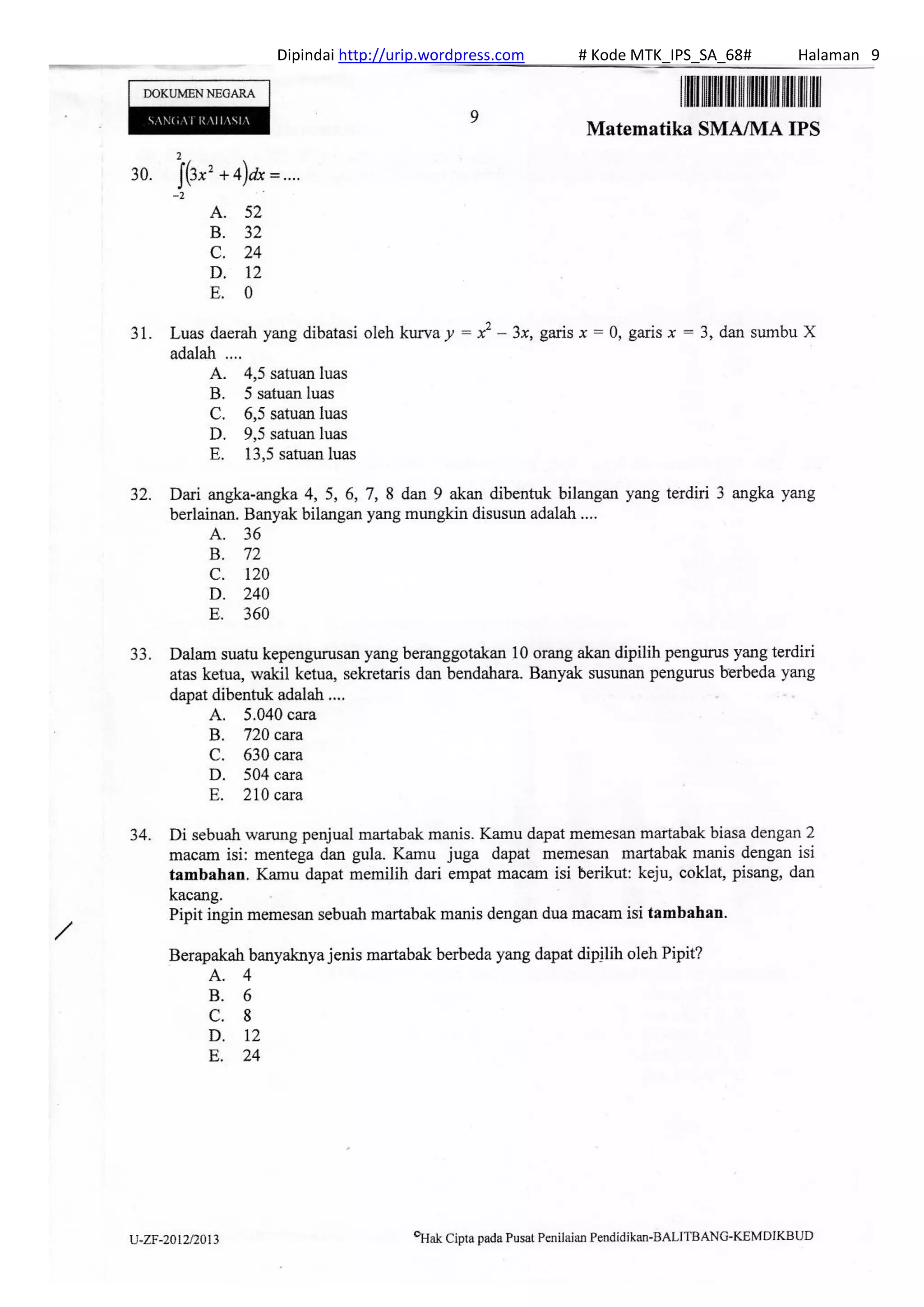 Dipindai http://urip.wordpress.com # Kode MTK_IPS_SA_68# Halaman 9