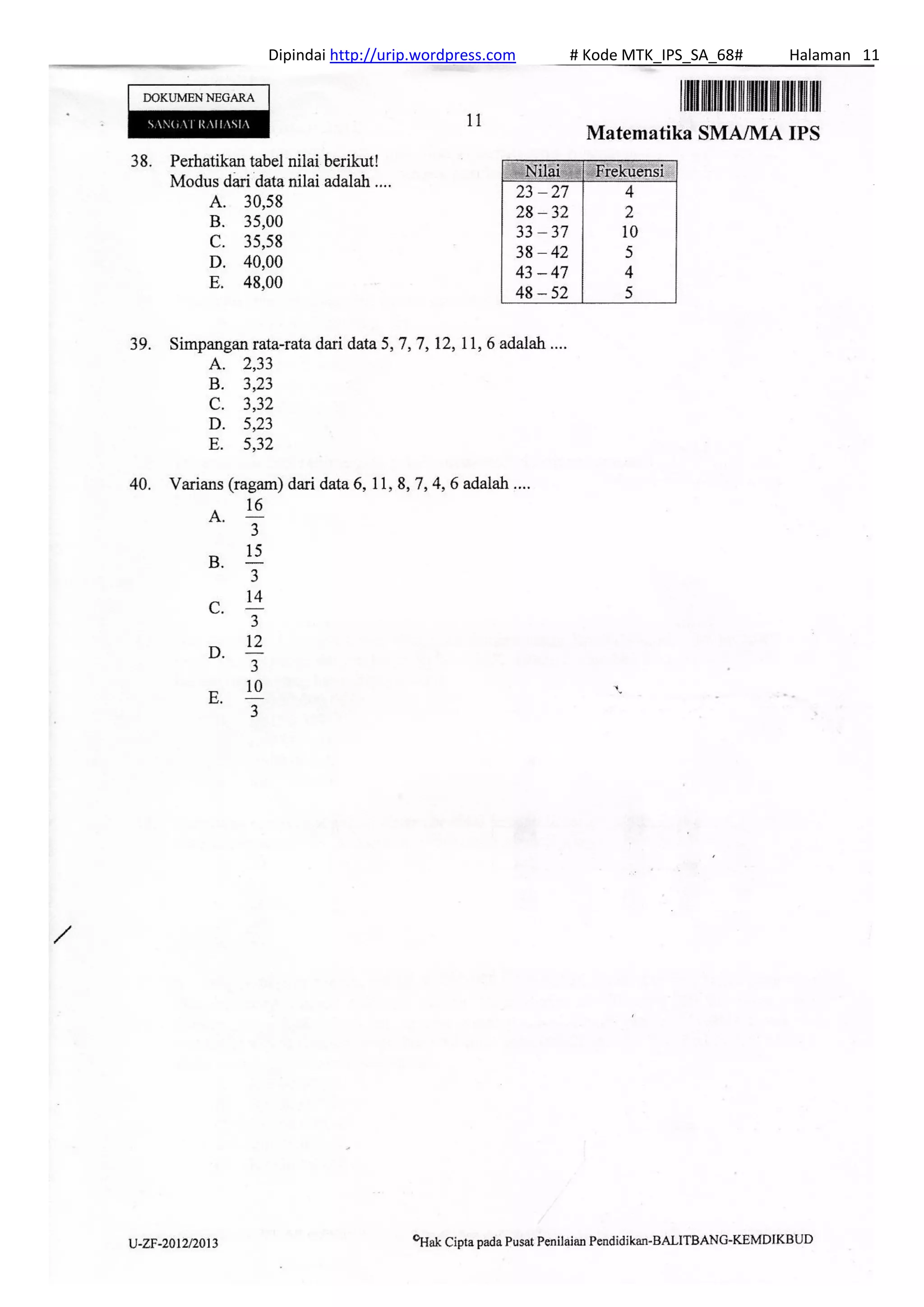 Dipindai http://urip.wordpress.com # Kode MTK_IPS_SA_68# Halaman 11