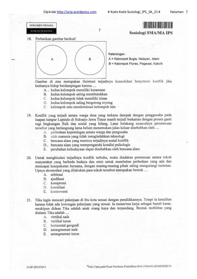 Soal unsosiologismaips2013kodesosiologi ipssa_21