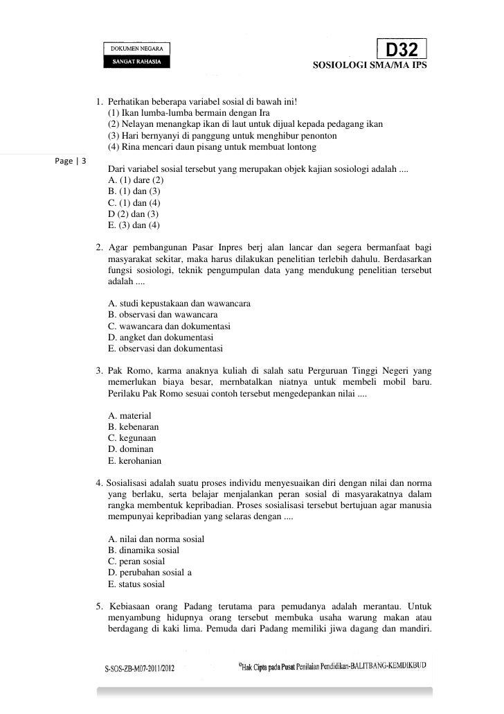 Contoh Soal Un Sosiologi Download File Guru