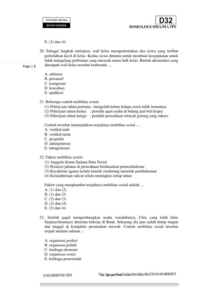 Soal Un Sosiologi Tentang Perubahan Sosial Beserta Pembahasannya