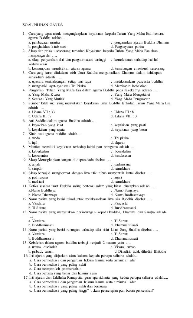 Contoh Soal Agama Hindu Kelas 12 Semester 1