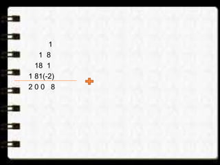 1
1 8
18 1
1 81(-2)
2 0 0 8
 