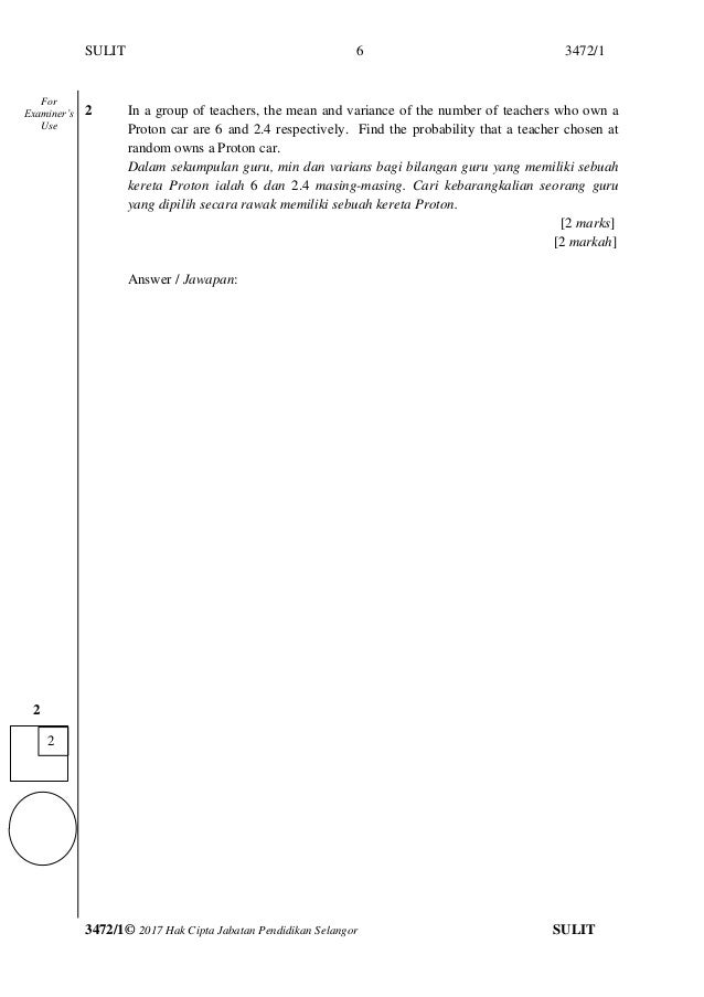 Kertas Soalan k1 spm 2017