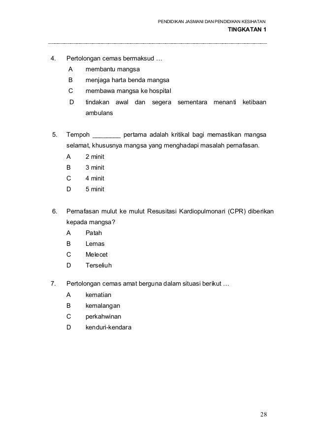 Contoh Soalan Pertolongan Cemas Pbsm - Malacca o