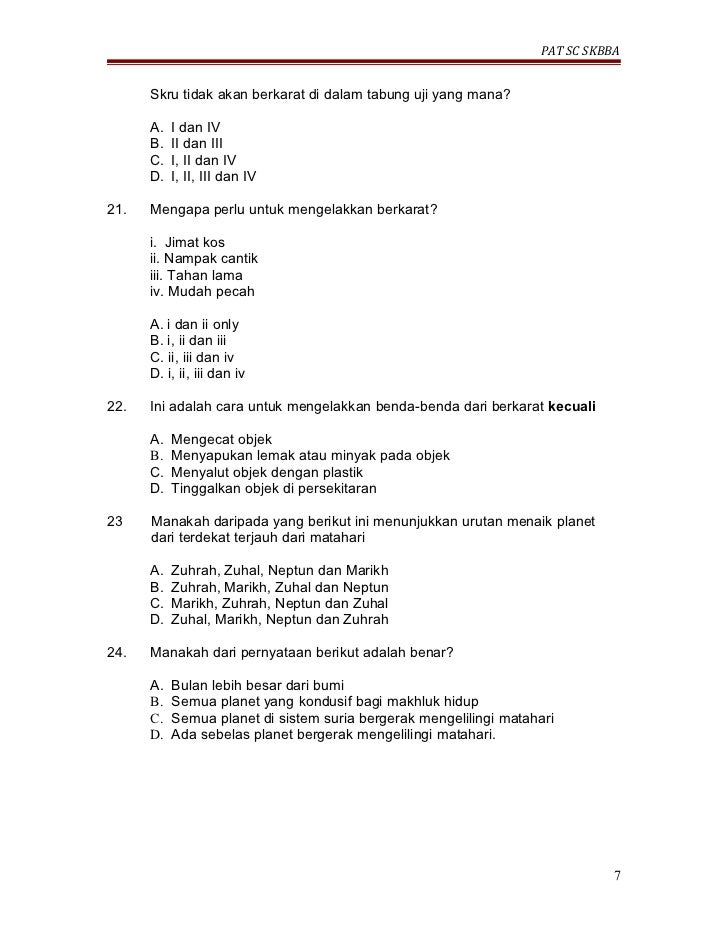 Soalan Sains Tahun 4 Pat - Kuora i Soalan Sains Tahun 4 Pat - Kuora i