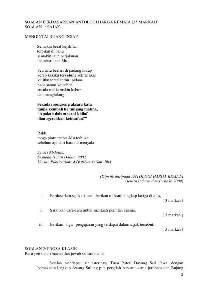 Jawab Soalan Bahasa Melayu Tingkatan 1 - Jalan Kutai B Jawab Soalan Bahasa Melayu Tingkatan 1 - Jalan Kutai B