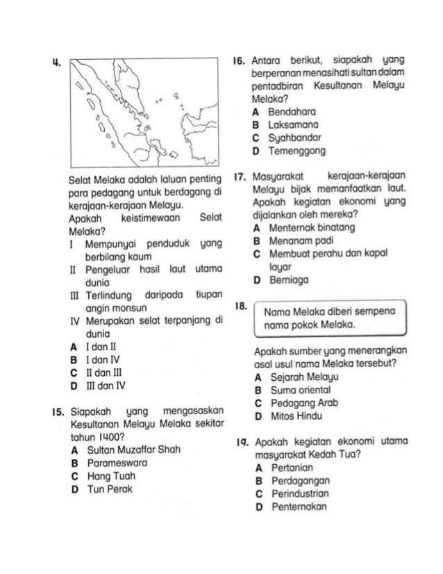 Soalan akhir tahun sejarah tahun 4